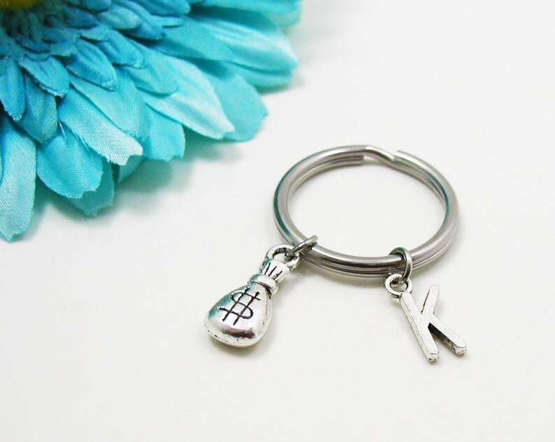 Silver Moneybag Keychain Money Purse Keychain Initial Etsy