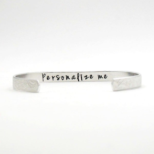 Secret Message Cuff, Custom Bracelet Cuff, Personalized Bracelet, Custom Cuff, Handstamped Cuff, Aluminum Cuff Gift, Custom Bracelet Jewelry