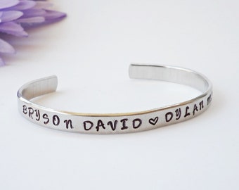 Custom Name Bracelet Cuff, Personalized Bracelet, Grandmother Gift, Custom Bracelet, Personalized Gift, Gifts Under 20, Bracelet Jewelry