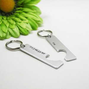 Personalized Keychain Set, Custom Keychain, Engraved Keychain, Couples Keychain, His And Her Keychain, Personalized Gift, Wedding Party Gift image 2