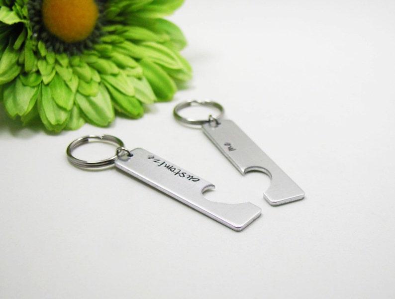 Personalized Keychain Set, Custom Keychain, Engraved Keychain, Couples Keychain, His And Her Keychain, Personalized Gift, Wedding Party Gift image 2
