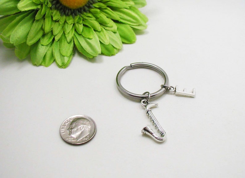 Saxophone Keychain Saxophone Key Chain Initial Keychain Etsy