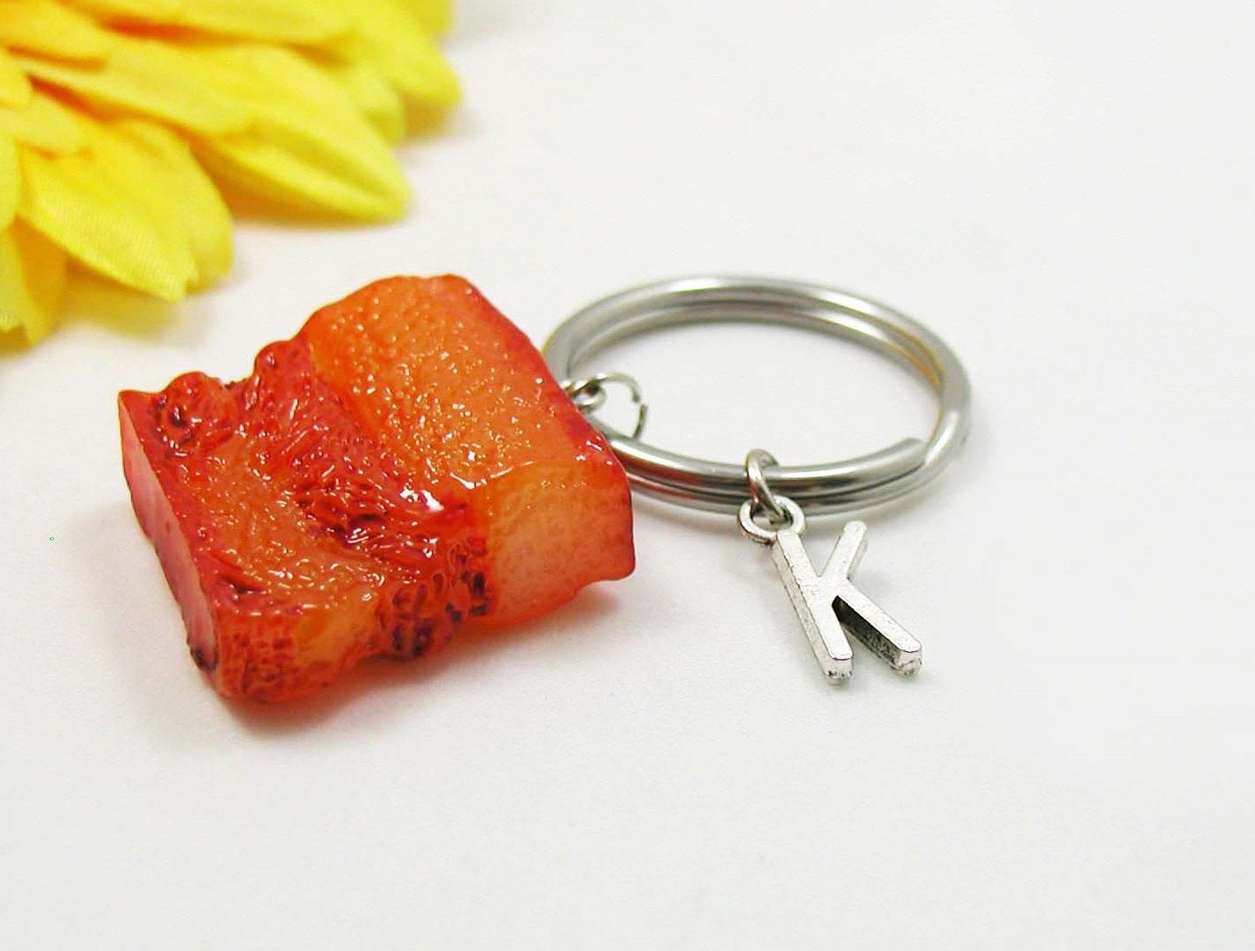 Bacon Charm Necklace Bacon Charm Keychain Initial Jewelry Etsy