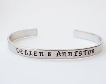 Name Bracelet Cuff, Personalized Bracelet, Mother Gift, Mom Gift, Aluminum Cuff, Daughter Gift, Silver Cuff, Custom Cuff, New Mother Jewelry
