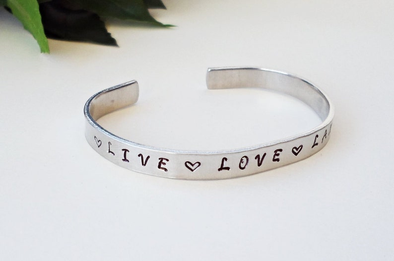 Custom Bracelet Cuff, Personalized Bracelet, Custom Cuff, Handstamped Cuff, Gift for Mom, Aluminum Cuff, Customized Gift, Personalized Cuff image 5