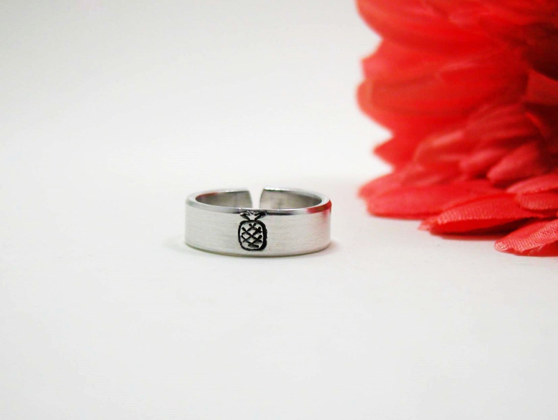 Pineapple Ring Personalized Name Ring Personalized Ring Etsy