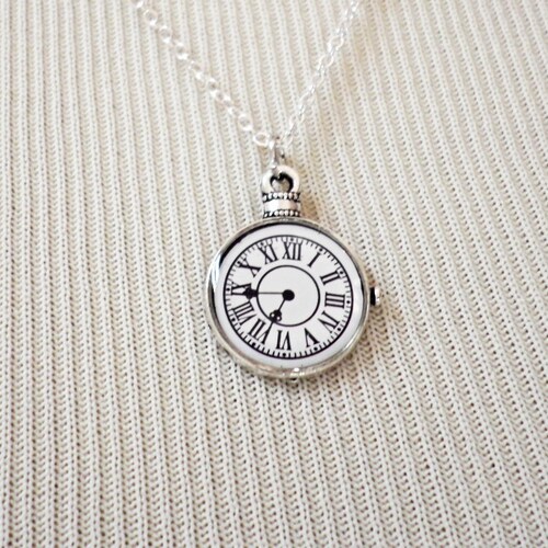 Clock Necklace Charm Necklace Tiny 