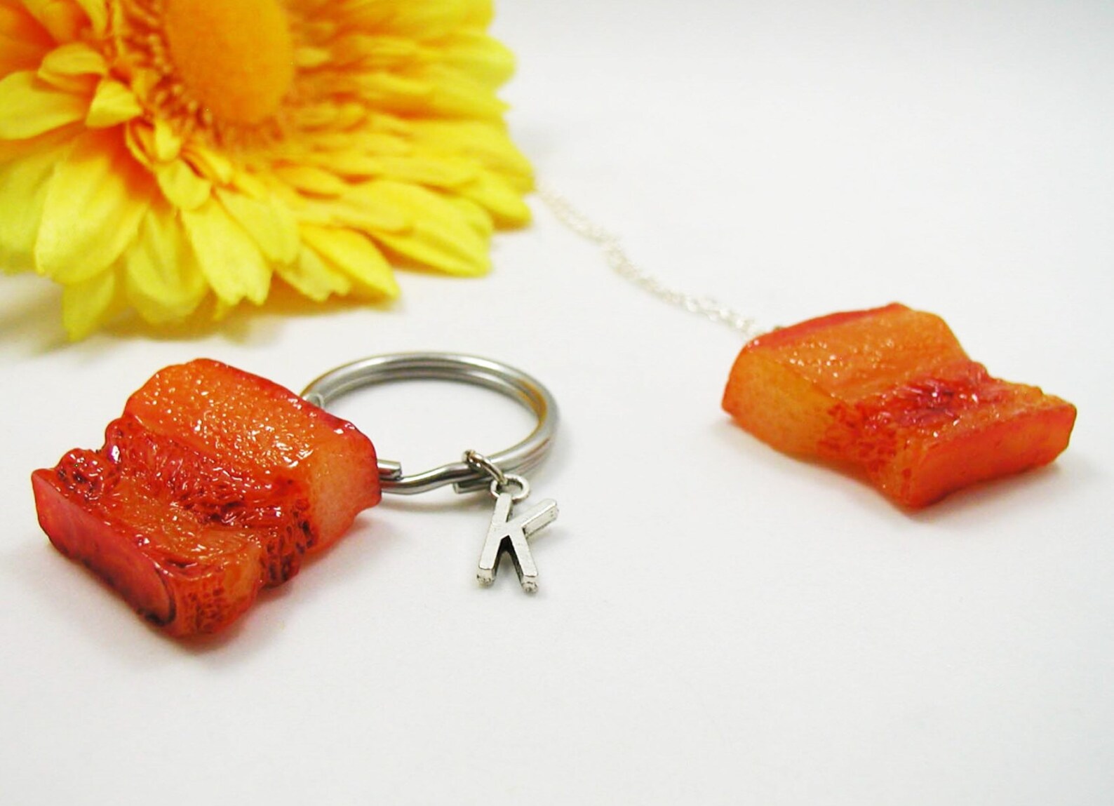 Bacon Charm Necklace Bacon Charm Keychain Initial Jewelry Etsy