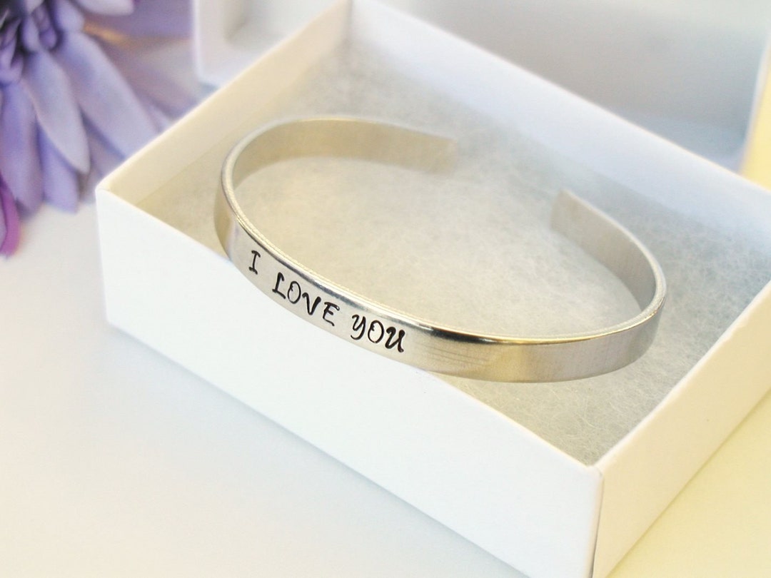 I Love You Bracelet Cuff, Personalized Bracelet, Love Bracelet Cuff