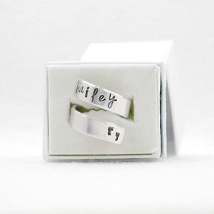 Baby Name Ring, Personalized Ring, Custom Ring, Hand Stamped Ring, Name ...