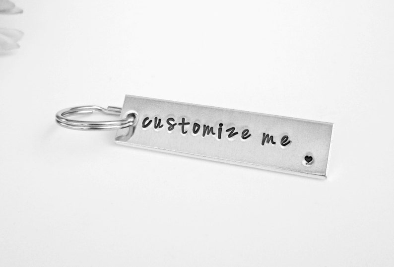 Personalized Keychain, Custom Keychain, Engraved Keychain, Rectangle Keychain, Metal Keychain, Personalized Gift, Wedding Gift, Best Friend image 2