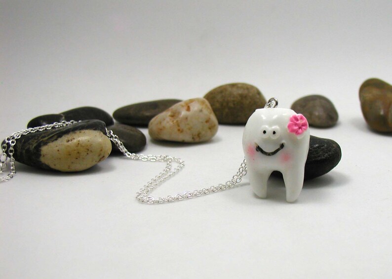 Tooth Necklace Charm Necklace Teeth Necklace Dental Etsy