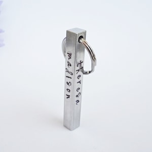 Aluminum Bar Keychain, Personalized Keychain, Custom Keychain, Handstamped Keychain, Aluminum Keychain, Bar Keychain, Silver Keychain Gift