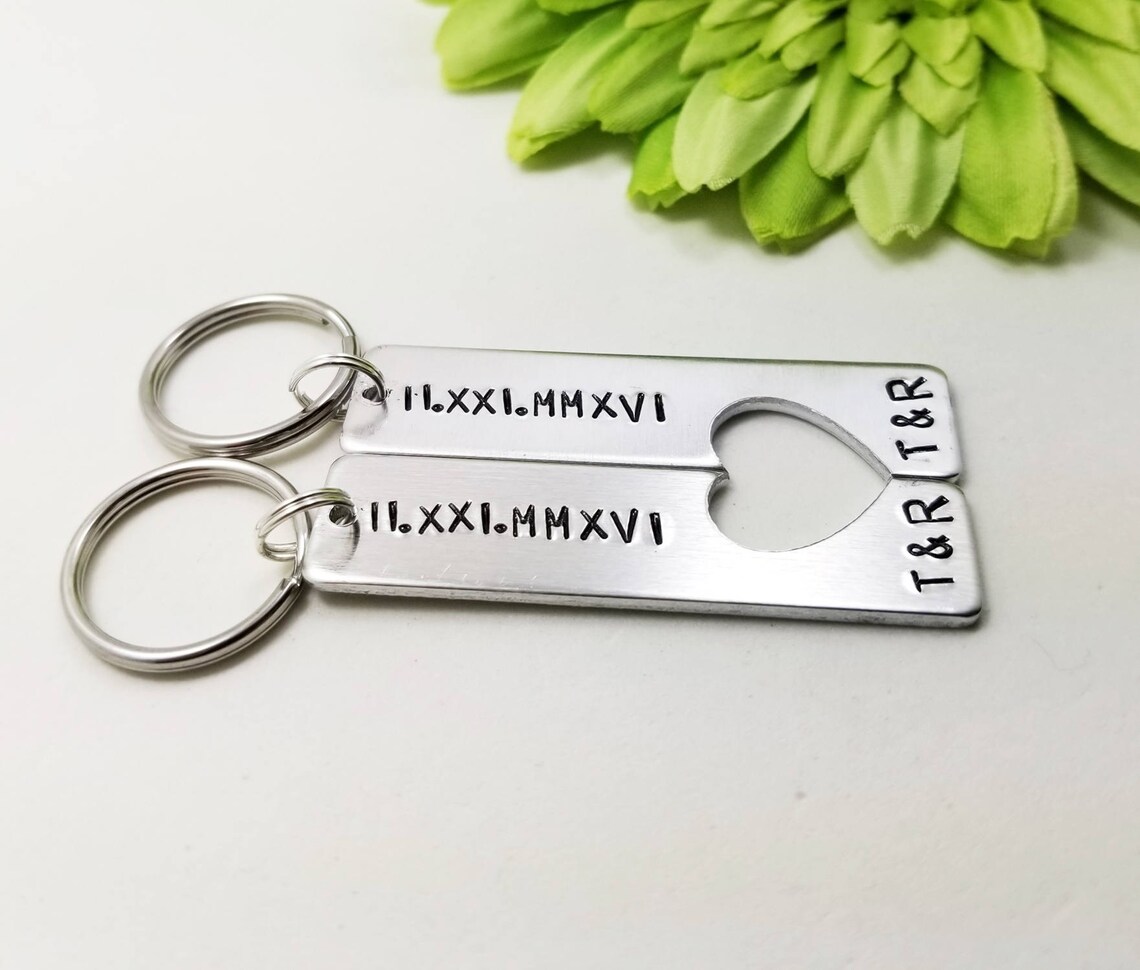 Roman Numeral Keychains, Engraved Keychains, Couples Keychain Gift, Mr ...