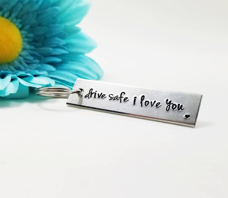 Drive Safe I Love You, New Driver Gift, Drive Safe Keychain, Engraved Keychain, Rectangle Keychain, Metal Keychain, Personalized Keychain image 3