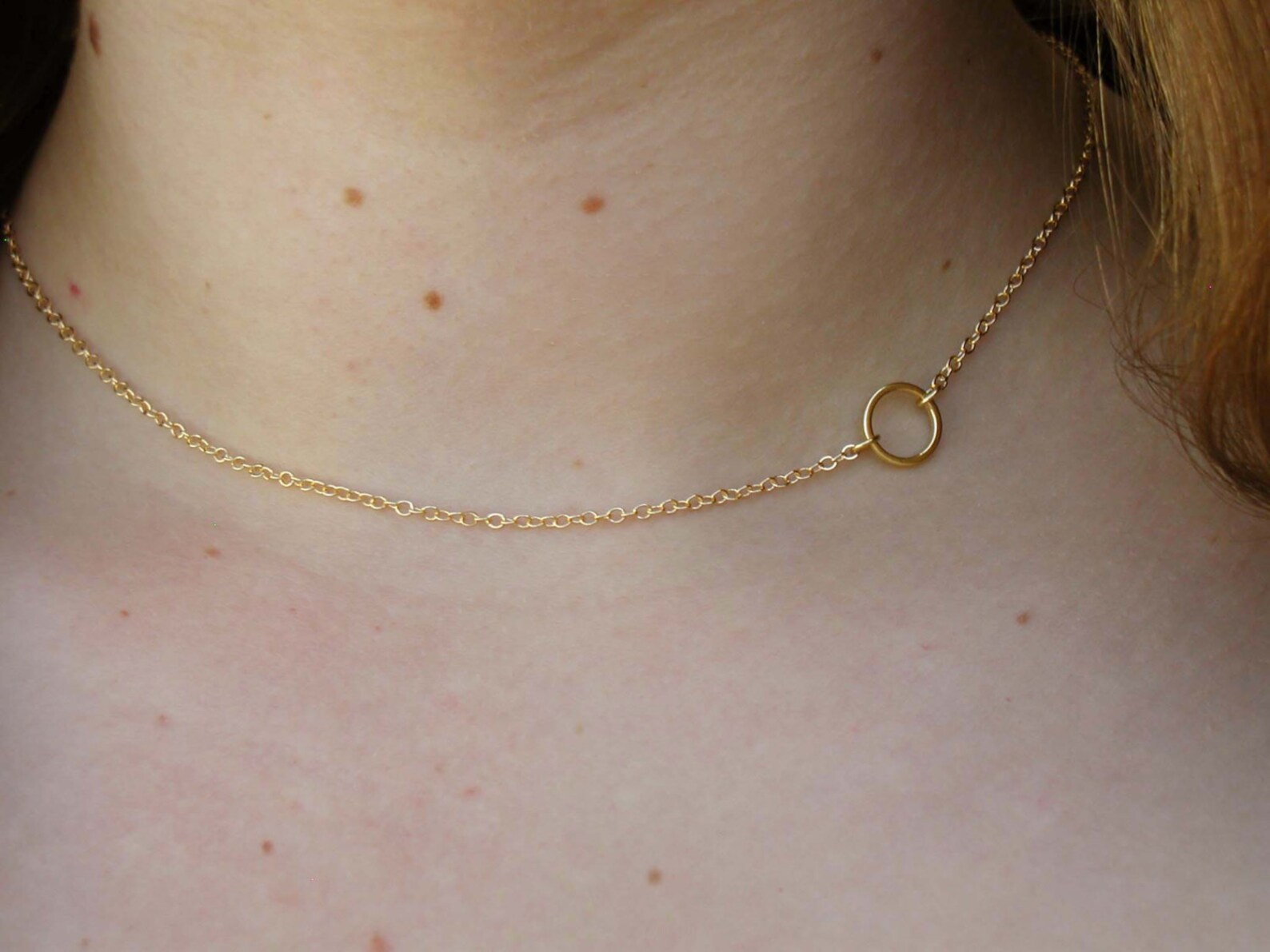 Gold Circle Necklace Charm Necklace Tiny Necklace Etsy