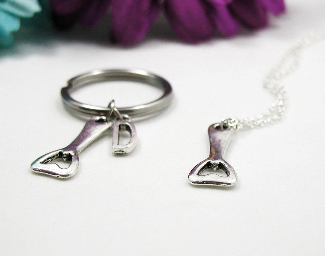 Bottle Opener Necklace Bottle Opener Keychain Initial Etsy