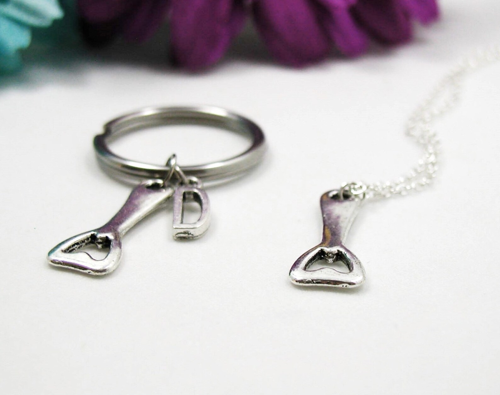 Bottle Opener Necklace Bottle Opener Keychain Initial Etsy