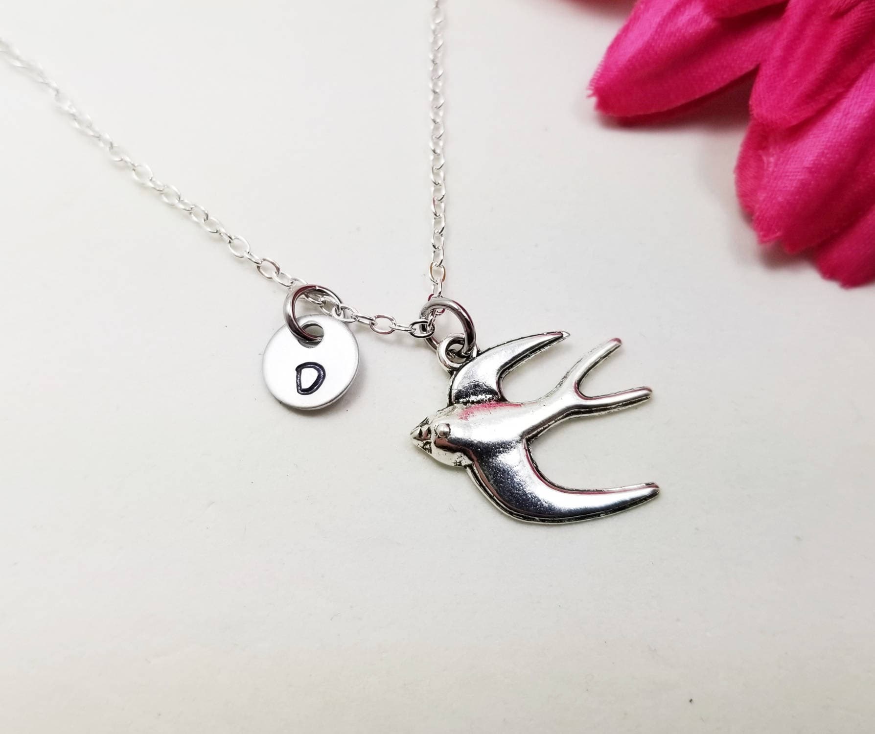 Pearlized Dove 'Peace' Slider Necklace
