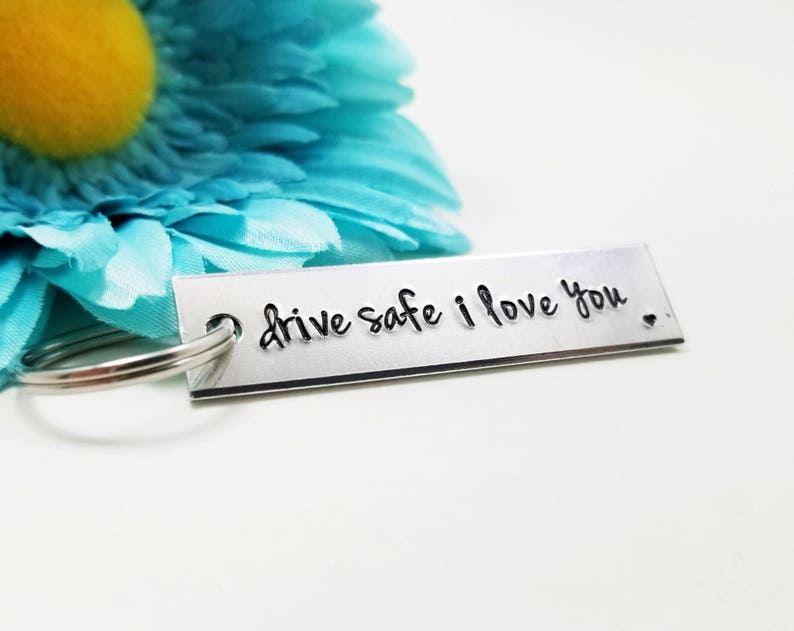 Drive Safe I Love You, New Driver Gift, Drive Safe Keychain, Engraved Keychain, Rectangle Keychain, Metal Keychain, Personalized Keychain image 2