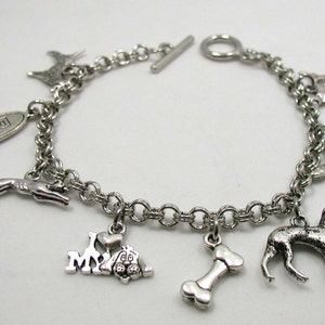 Dog Charm Bracelet, Dog Bracelet, Dog Lover Charm Bracelet, Delicate Bracelet, Silver Jewelry, Gifts Under 20, Affordable Gift, Animal Lover