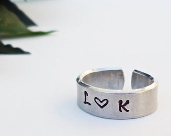 Personalized Initial Ring, Personalized Ring, Custom Initial Ring, Handstamped Ring, Name Ring, Mothers Ring, Adjustable Ring, Silver Ring