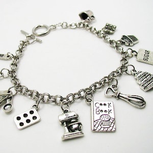 Baking Charm Bracelet, Baking Bracelet Gift, Cooking Charm Bracelet, Chef Bracelet, Baking Jewelry, Cooking Bracelet, Baking Charms Gift