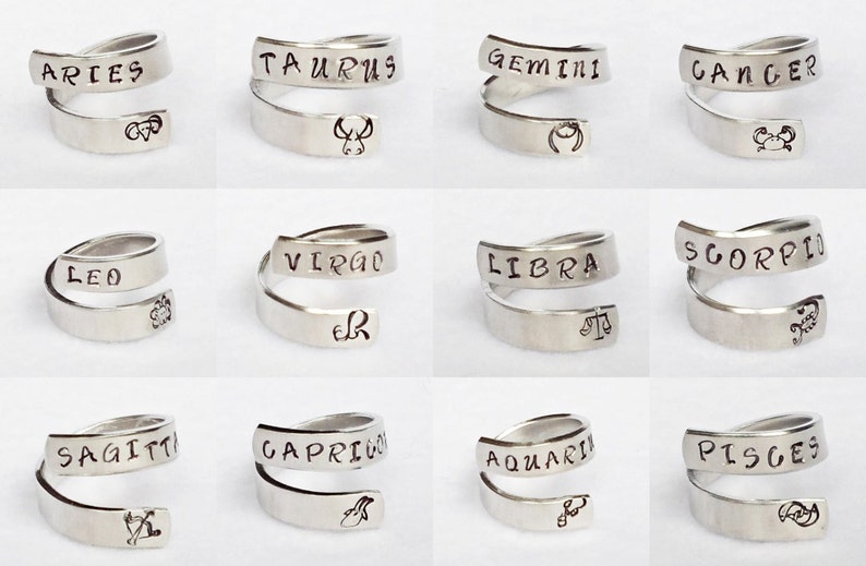 Leo Ring, Personalized Zodiac Ring, Personalized Ring, Custom Ring, Hand Stamped Ring, Astrology Ring, Adjustable Ring, Astrological Gift image 3