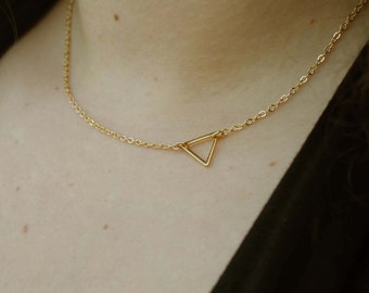 Triangle Necklace, Charm Necklace, Tiny Necklace, Delicate Necklace, Triangle Pendant, Gold Jewelry, Gold Necklace, Gift Under 20 Jewelry