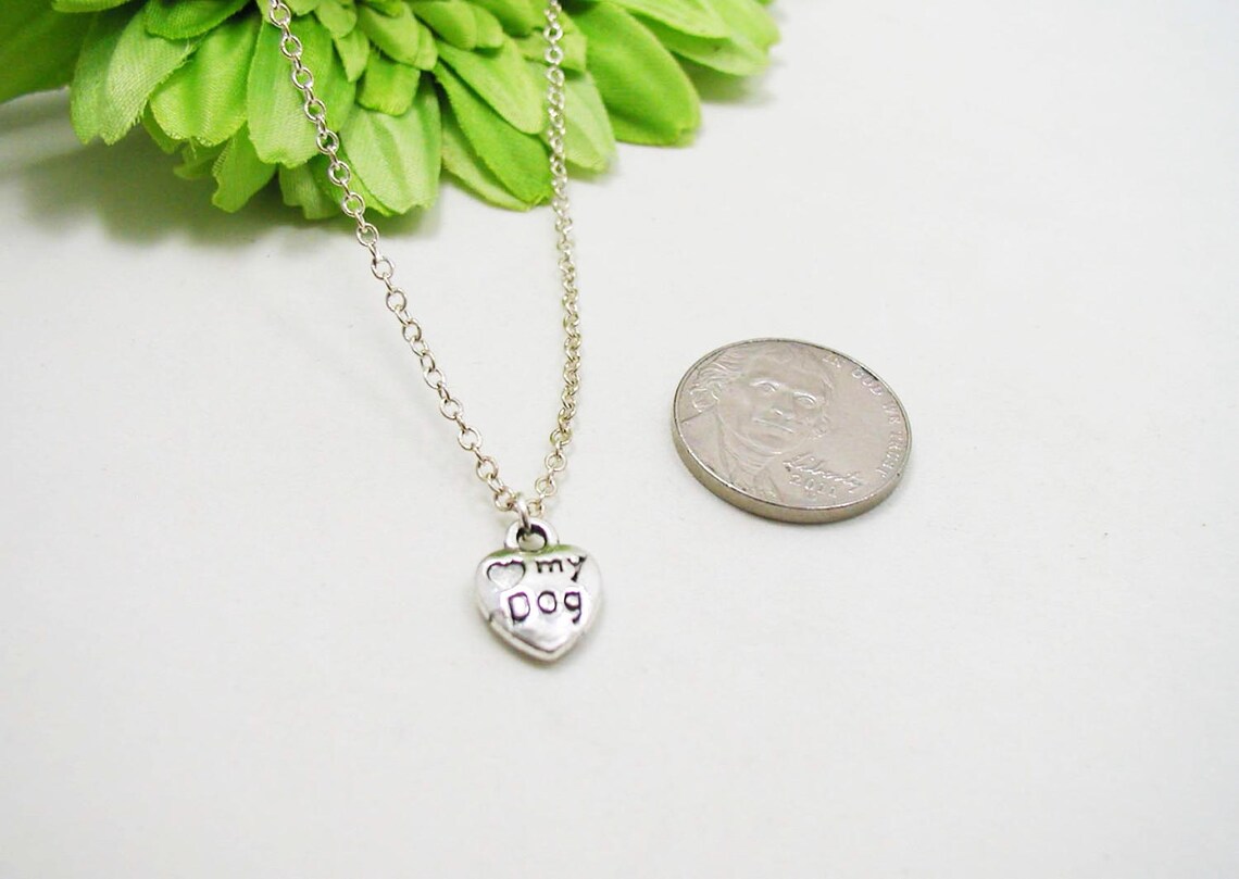 Love My Dog Necklace Charm Necklace Tiny Paw Necklace Etsy