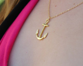 Anchor Necklace, Charm Necklace, Gold Anchor Necklace, Gold Necklace, Anchor Pendant, Nautical Necklace, Anchor Charm, Anchor Jewelry Gift