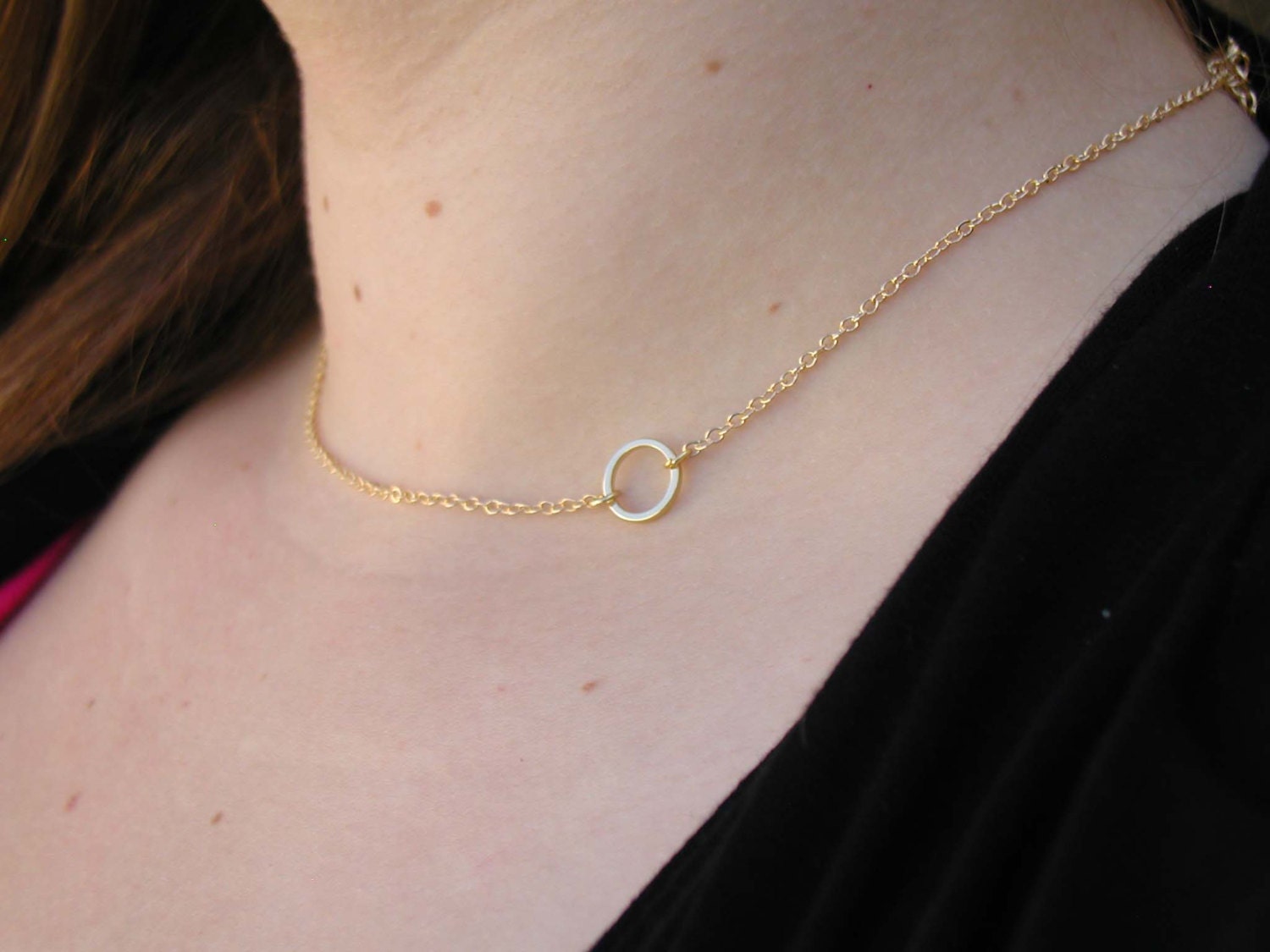 Gold Circle Necklace Charm Necklace Tiny Necklace Etsy