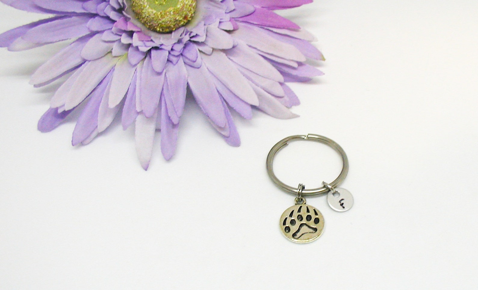 Bear Claw Keychain Bear Claw Key Chain Initial Keychain Etsy