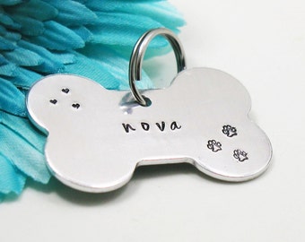 Personalized Dog Tag, Custom Lost Dog Tag, Handstamped Dog Tag, Custom Dog Tag, Metal Dog Tag, Aluminum Dog Tag, Dog Keychain, Lost Dog Tag