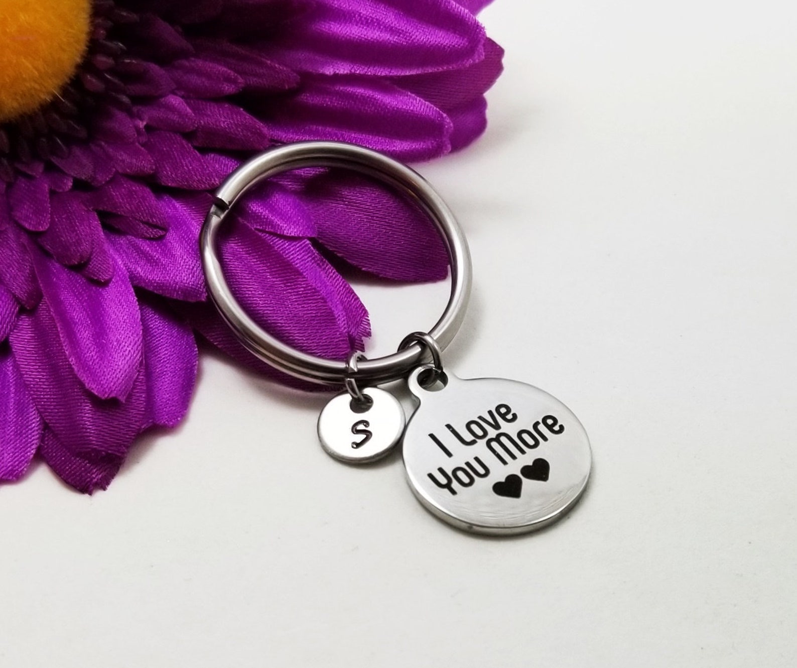 I Love You More Keychain, Girlfriend Key Chain, Initial Keychain ...