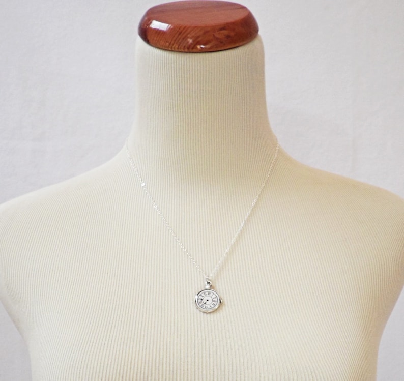 Clock Necklace Charm Necklace Tiny Necklace Delicate Etsy