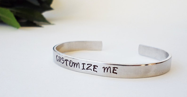 Custom Bracelet Cuff, Personalized Bracelet, Custom Cuff, Handstamped Cuff, Gift for Mom, Aluminum Cuff, Customized Gift, Personalized Cuff image 2