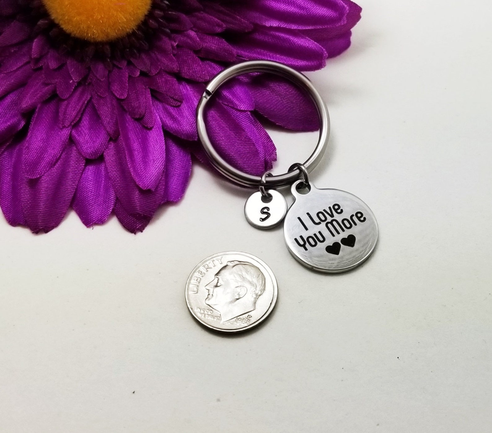 I Love You More Keychain girlfriend Key Chain Initial Etsy