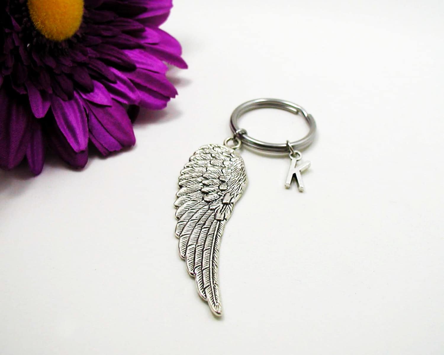 Wing Hong Key Chain Silver Wing Keychain, Custom Keychain, Initial Keychain, Personalized ...