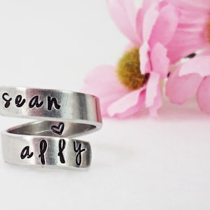 Personalized Name Ring, Personalized Ring, Custom Ring, Hand Stamped Ring Jewelry, Name Ring, Mothers Ring, Adjustable Ring, Girlfriend Gift