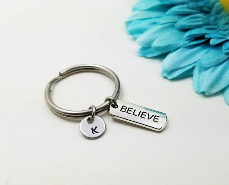 CA Gift SAN154 Believe Keychain - Metal Art Key Ring With Polished Edges & Colorful Design