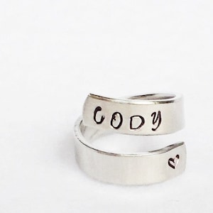 Personalized Name Ring, Personalized Ring, Custom Ring Jewelry, Hand Stamped Ring, Name Ring, Mothers Ring, Adjustable Ring, Girlfriend Gift