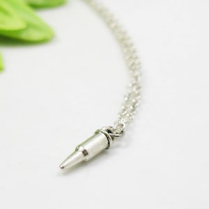 Bullet Necklace, Charm Necklace, Tiny Bullet Necklace, Delicate Bullet Necklace, Bullet Jewelry, Bullet Charm, Silver Bullet Necklace Gift