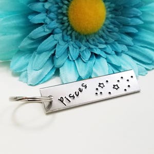 Pisces Keychain, Custom Keychain, Constellation Keychain, Rectangle Keychain, Horoscope Keychain, Astrology Keychain, Zodiac Sign, Pisces
