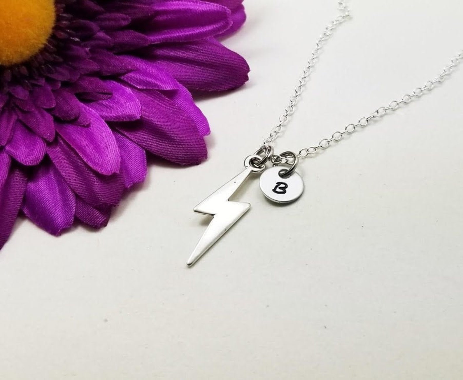 Lightning Bolt Necklace Lightning Pendant Weather Charm Etsy