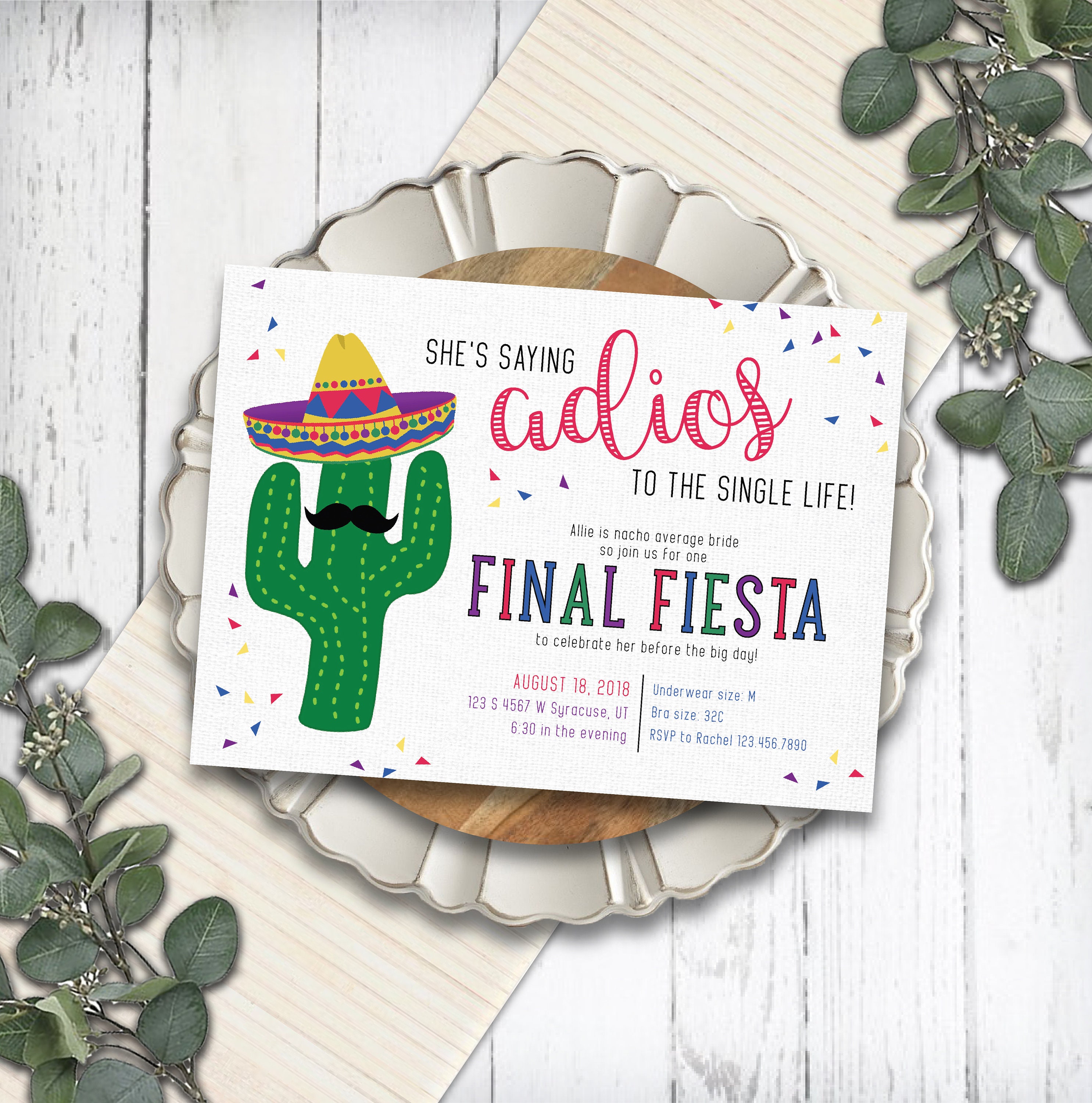 Final Fiesta Bachelorette Party Invitation Etsy