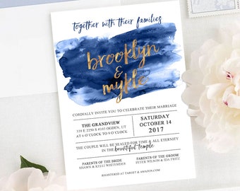 Brushed Watercolor Wedding Invitation