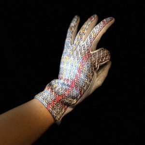 Light Grey Glove with Tweed,Tartan Pattern for Women,Winter Gloves,Great Gifts for Mom,Her,Birthday and Christmas
