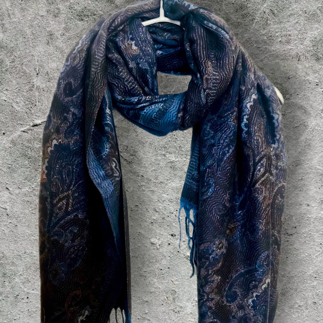 Navy Blue Ultra Soft Winter Scarf for Women,warm Wrap With Classic