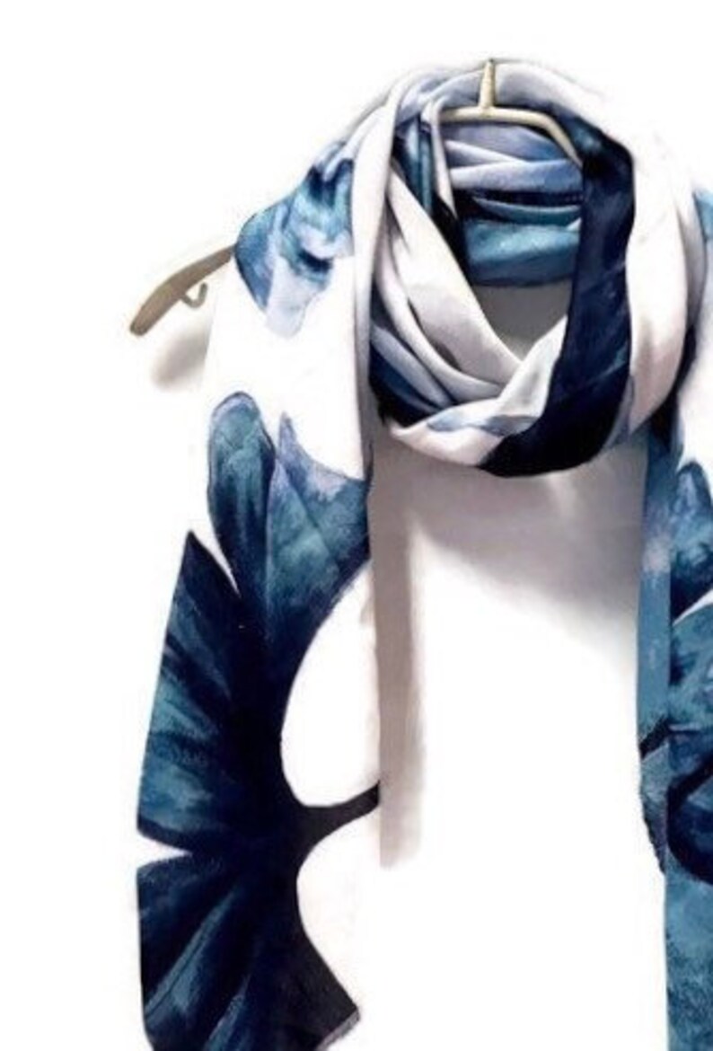 blue and white cashmere scarf